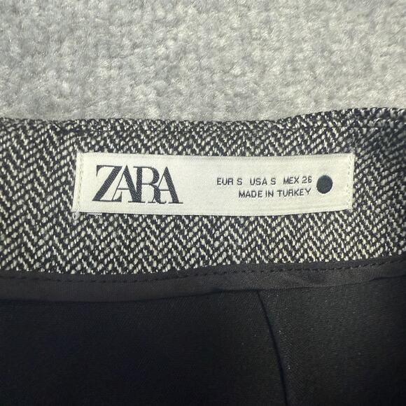 Zara Skirt Womens Small Gray Herringbone Wool Blend High Rise Midi Career - Picture 3 of 9